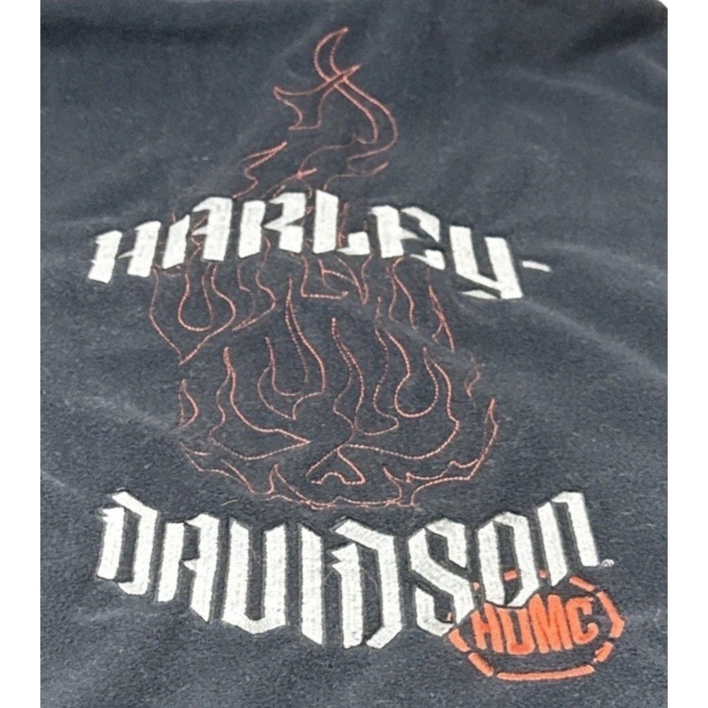 Harley Davidson 1/4 Zip Fleece Mens M Embroidered HDMC Tribal Flame Skull‎ Logo